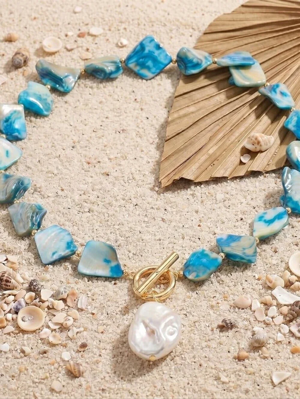 Chunky Shell Choker Necklace Beaded Irregular Bohemian Beach Summer
